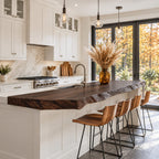 Raised Bar Live Edge Countertop, Solid Wood Breakfast Bar Top for Kitchen Island 32-71 Inch