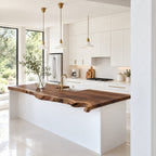 Minimalist Live Edge Kitchen Island Countertop, Solid Wood Top with Soft Wavy Edge 24-71 Inch