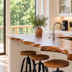 Knotted Live Edge Kitchen Countertop with Sink Cut-Out, Solid Wood Island Top 24-71 Inch