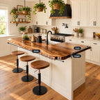 Bark Trim Live Edge Countertop, Solid Wood Kitchen Bar Top with Wavy Seating Side 24-71 Inch