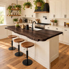 Bark Trim Live Edge Countertop, Solid Wood Kitchen Bar Top with Wavy Seating Side 24-71 Inch