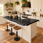 Bark Trim Live Edge Countertop, Solid Wood Kitchen Bar Top with Wavy Seating Side 24-71 Inch