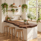 Weathered Edge Live Edge Peninsula Countertop, Rustic Solid Wood Kitchen Bar Slab 24-71 Inch
