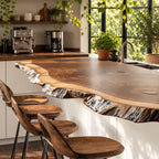 Craggy Edge Live Edge Kitchen Island Countertop, Solid Wood Bar Top with Grommet Holes 24-71 Inch