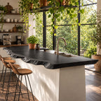 Craggy Edge Live Edge Kitchen Island Countertop, Solid Wood Bar Top with Grommet Holes 24-71 Inch