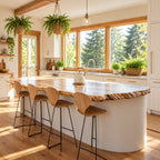 Spalted Grain Live Edge Kitchen Island Countertop, Solid Wood Top with Crusty Natural Edge 24-71 Inch