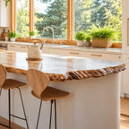 Spalted Grain Live Edge Kitchen Island Countertop, Solid Wood Top with Crusty Natural Edge 24-71 Inch