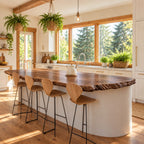 Spalted Grain Live Edge Kitchen Island Countertop, Solid Wood Top with Crusty Natural Edge 24-71 Inch