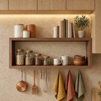 Open Box Kitchen Wall Shelf, Rectangular Solid Wood Spice Rack and Display Frame for Jars and Canisters