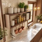 Open Box Kitchen Wall Shelf, Rectangular Solid Wood Spice Rack and Display Frame for Jars and Canisters