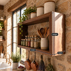 Open Box Kitchen Wall Shelf, Rectangular Solid Wood Spice Rack and Display Frame for Jars and Canisters