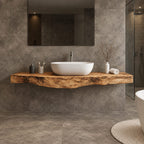 Wood Slab Bathroom Vanity Top 20-71 Inch, Floating Live Edge Counter with Wavy Underside