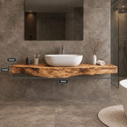Wood Slab Bathroom Vanity Top 20-71 Inch, Floating Live Edge Counter with Wavy Underside