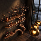 Giant Tree Trunk Wine Rack, Floor Standing with Three Bar Shelves and Stemware Rails, 84 to 90 Inch Tall