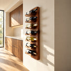 Live Edge Board Wine Rack with Stacked Bottle Ledges, Vertical Wall Mounted Solid Wood Wine Holder
