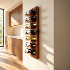 Live Edge Board Wine Rack with Stacked Bottle Ledges, Vertical Wall Mounted Solid Wood Wine Holder