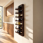 Live Edge Board Wine Rack with Stacked Bottle Ledges, Vertical Wall Mounted Solid Wood Wine Holder
