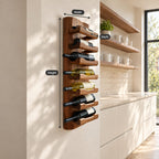 Scooped Cradle Wine Rack Panel, Vertical Solid Wood Wall Board Holding Bottles Neck Out, Kitchen Wine Storage