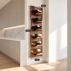 Wavy Edge Wine Rack Panel with Rounded Bottle Ledges, Tall Slim Wall Mounted Solid Wood Wine Holder