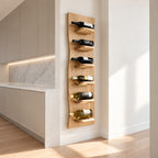 Wavy Edge Wine Rack Panel with Rounded Bottle Ledges, Tall Slim Wall Mounted Solid Wood Wine Holder