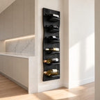 Wavy Edge Wine Rack Panel with Rounded Bottle Ledges, Tall Slim Wall Mounted Solid Wood Wine Holder