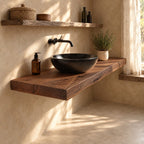 Floating Bathroom Vanity Top 16-48 Inch, Thick Rustic Wood Plank Wall Counter for Vessel Sink