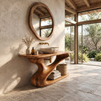 Z Curve Bathroom Vanity 30-80 Inch, Sculpted Solid Wood Frame with Open Bottom Shelf