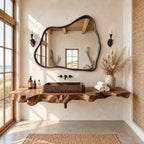 Live Edge Bathroom Vanity 20-71 Inch, Floating Raw Edge Wood Countertop for Coastal Bathroom