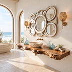 Live Edge Bathroom Vanity 20-71 Inch, Floating Raw Edge Wood Countertop for Coastal Bathroom