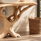 Branching Tree Bathroom Vanity 30-80 Inch, Openwork Root Base Under a Thin Live Edge Vanity Top