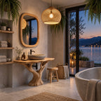 Rounded Top Tree Bathroom Vanity 40-70 Inch, Single Trunk Branching Into Many Arms on a Root Foot