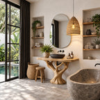 Rounded Top Tree Bathroom Vanity 40-70 Inch, Single Trunk Branching Into Many Arms on a Root Foot