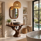 Rounded Top Tree Bathroom Vanity 40-70 Inch, Single Trunk Branching Into Many Arms on a Root Foot