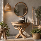 Curved Front Tree Bathroom Vanity 41-47 Inch, Apron Top on Crossed Branch Legs with Root Feet