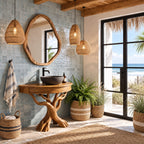Curved Front Tree Bathroom Vanity 41-47 Inch, Apron Top on Crossed Branch Legs with Root Feet