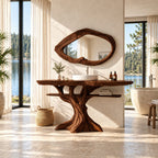 Spreading Tree Bathroom Vanity 40-70 Inch, Wide Trunk Base with a Slim Shelf Through the Branches