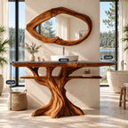 Spreading Tree Bathroom Vanity 40-70 Inch, Wide Trunk Base with a Slim Shelf Through the Branches