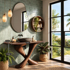 Twisted X Base Bathroom Vanity 44-48 Inch, Sculpted Crossed Leg Solid Wood Console with Slim Top