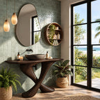Twisted X Base Bathroom Vanity 44-48 Inch, Sculpted Crossed Leg Solid Wood Console with Slim Top