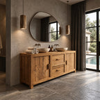 Two Door Two Drawer Double Bathroom Vanity 58-62 Inch, Framed Solid Wood Cabinet on Block Feet