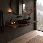 Raw Bark Edge Floating Bathroom Vanity Shelf 16-48 Inch, Solid Wood Wall-Mounted Counter Slab