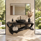 Driftwood Openwork Floating Bathroom Vanity 27-60 Inch, Organic Solid Wood Wall Unit with Towel Shelf