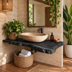 Rugged Knobby Edge Floating Bathroom Vanity Top 20-71 Inch, Solid Wood Wall-Mounted Live Edge Counter