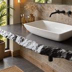 Chiseled Edge Floating Bathroom Vanity 20-71 Inch, Rough Hewn 3.5 Inch Solid Wood Wall-Mounted Top