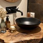 Compact Scalloped Floating Bathroom Vanity Shelf 16-48 Inch, Live Edge Solid Wood Powder Room Top