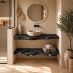 Thick Slab Floating Bathroom Vanity Shelf 16-48 Inch, Raw Live Edge Solid Wood Counter, Priced Per Slab