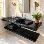 Swirl Grain Floating Bathroom Vanity Shelf 16-48 Inch, Live Edge Solid Wood Slab Counter, Priced Per Slab