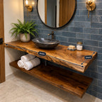 Swirl Grain Floating Bathroom Vanity Shelf 16-48 Inch, Live Edge Solid Wood Slab Counter, Priced Per Slab