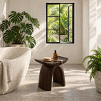 Bow Leg Saddle Shower Stool, Solid Wood Bath Seat with Upturned Ends on Two Arched Legs, 18-24 Inch