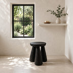 Tripod Peg Leg Shower Stool, Round Solid Wood Bath Stool with Thick Tapered Legs, 16 Inch